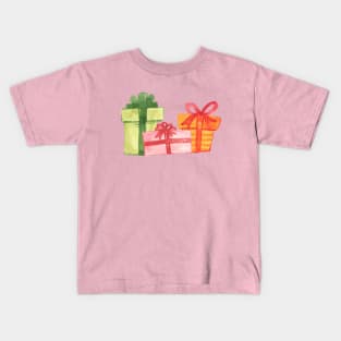 Bright Hand Drawn Watercolor Gift Packages Kids T-Shirt